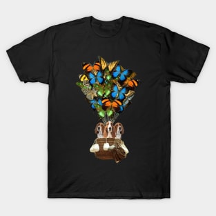 Basset Hound Dog Butterfly Hot Air Balloon T-Shirt